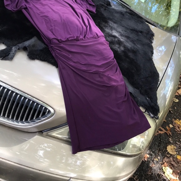 Lauren Ralph Lauren Fitted Fully Lined Ruched Gather Drop Waist Purple Dress 2 - Picture 12 of 16